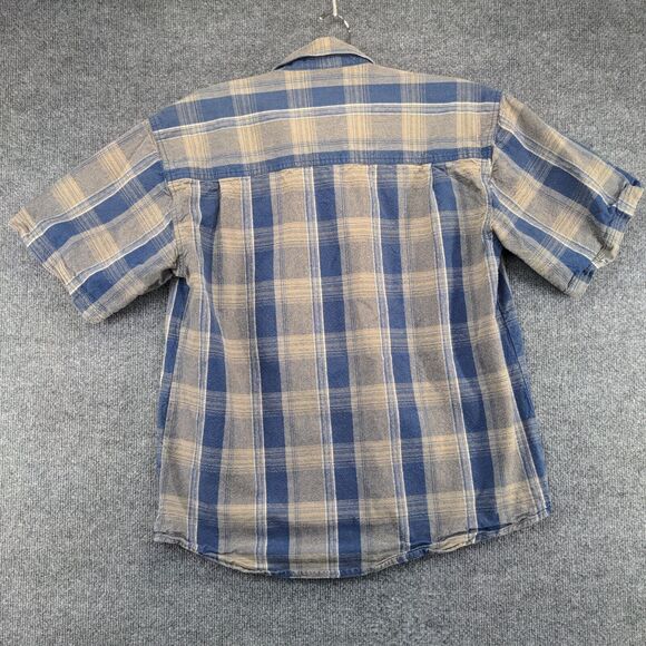 Wrangler Men's Authentic Western Button-Up Shirt Blue Plaid Medium Short Sleeve - Picture 5 of 12